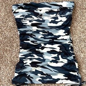 LA Blue Camo Rouched Tube Top
